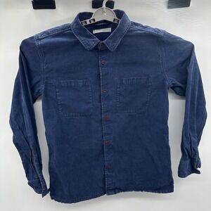 Outerknown Men Medium Blue Organic Cotton Corduroy Long Sleeve Button Down Shirt